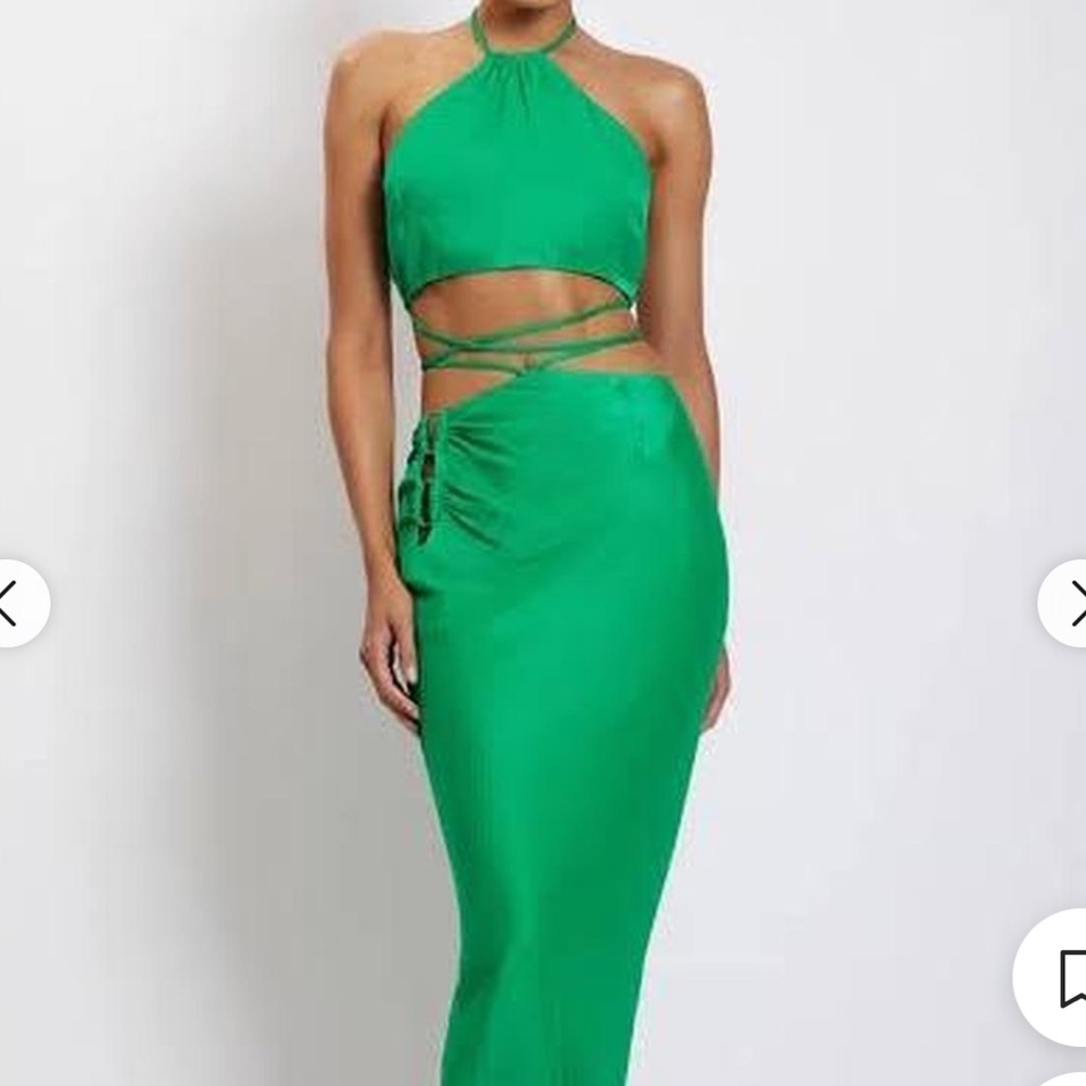 Green Halter Cutout Dress